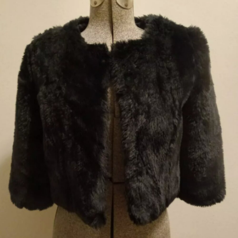 Lauren Conrad Womens Faux Fur Cropped Jacket, Glam, Party, Size XS
